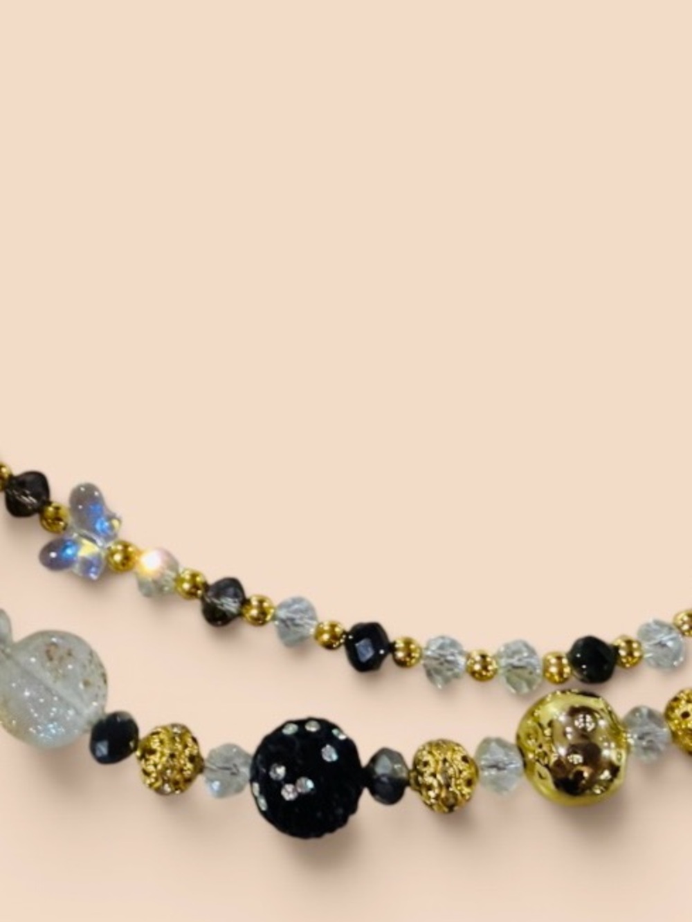 Elegant Black & Gold Beaded Women's Purse Charm